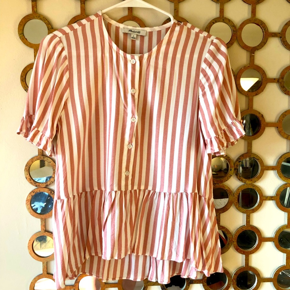 Madewell striped button down, ruffles